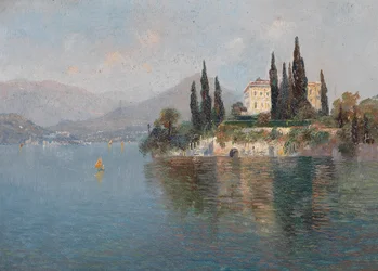 Blick auf die Villa Cipressi, Varenna, Comer See